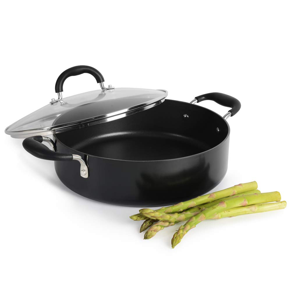 ProCook Gourmet NonStick Induction Shallow Casserole Pan with Lid