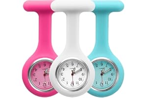 Set of 3 Silicone Nurses Watch Brooch, Nurse Fob Watches Doctor Pocket Lapel Clip On Watches