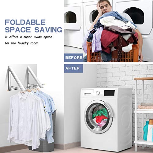 Clothes Drying Rack, Wall Mounted Folding Coat Hanger Retractable