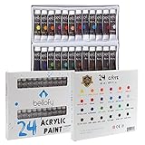 Acrylic Paint Set (24-Colors) Artist Painting, Hobby Art Supplies | Works on Canvas, Glass, Nails, Metal, Fabric, Clay, Terra Cotta | Beginners, Kids and Adults - Best Painting Products Online