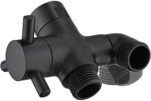 PDPBath Brass 3 Way Shower Arm Diverter Valve for Handheld Shower Head and Fixed Shower Head, G1/2 Universal Connection - Matte Black