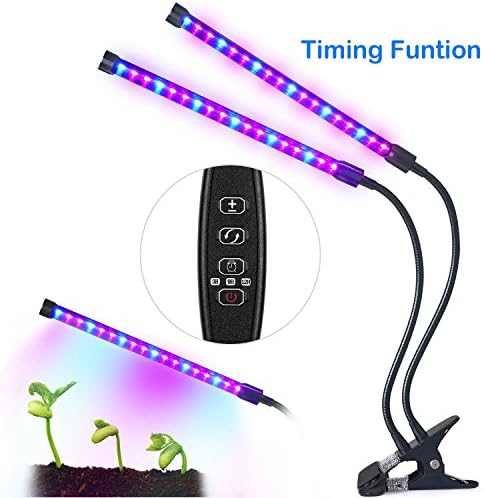 Upgraded Led Grow Light Tiyeebuy Dual Head Plant Growing Lamp 36LEDs 4 Levels 3 Modes Timing(3H/6H/12H) Adjustable Flexible 360°Gooseneck for Indoor Plants Garden Home Office With Free Adapter(Lamp B)
