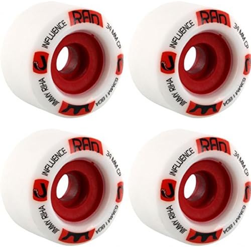 RAD Wheels Jimmy Riha Influence White / Red Skateboard Wheels - 63mm 80a (Set of 4)