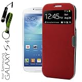 YESOO (Red) Smart View Flip Cover With Magnetic flap closure Case for Samsung Galaxy S4 S IV SIV S 4 Iv Gt-i9500 With Aluminum Touch Pen And Silicone Key Chain (Compatible Model: AT&T, T-Mobile, Sprint, Verizon, US Cellular)