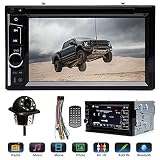 Double 2 Din Car Stereo with Rear View Parking Camera 6.2" Touch Screen for Ford F150 F250 F350 F450 F550 2004-2016, Support Mirror Link Steering Wheel Control DVD CD Player Bluetooth USB TF AM FM