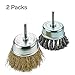 Katzco Wire Wheel Brush - 2 Pack Knotted and Crimped Cups for Rust Removal, Corrosion and Paint - Hardened Steel Wire for Reduced Wire Breakage and Longer Life - 3 inch