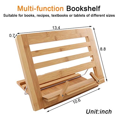 Bamboo Book Stand Display Adjustable Foldable Tray Page Paper Clips ipad Stand/Cookbook Stand/Foldable Tablet PC Textbook/rdy Lightweight Bookstand Textbooks Music Books Bookstands Cook Recipe Stands