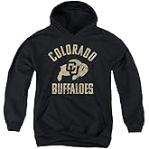 University of Colorado Official One Color Buffaloes Logo Unisex Youth Pull-Over Hoodie, Black, Small