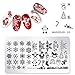 AIFAIFA Nail Stamping Plates Set, Nail Art Design Kits, 2 Nail Stamping Plates, 1 Stamper, 1 Scraper, DIY Manicure Tools (2 Christmas Plate + Stamper)