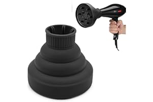 Silicone Hair Dryer Diffuser, 5 Colors Folding Blow Dryer Diffuser Attachment for 1.4-2 Inch Caliber Hair Dryer (Black)