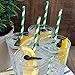Striped Paper Straws - 100 Green White Straws - Christmas St Patrick's Birthday Supply - 7.75 Inches - Pack of 100 - Outside the Box Papers Brand