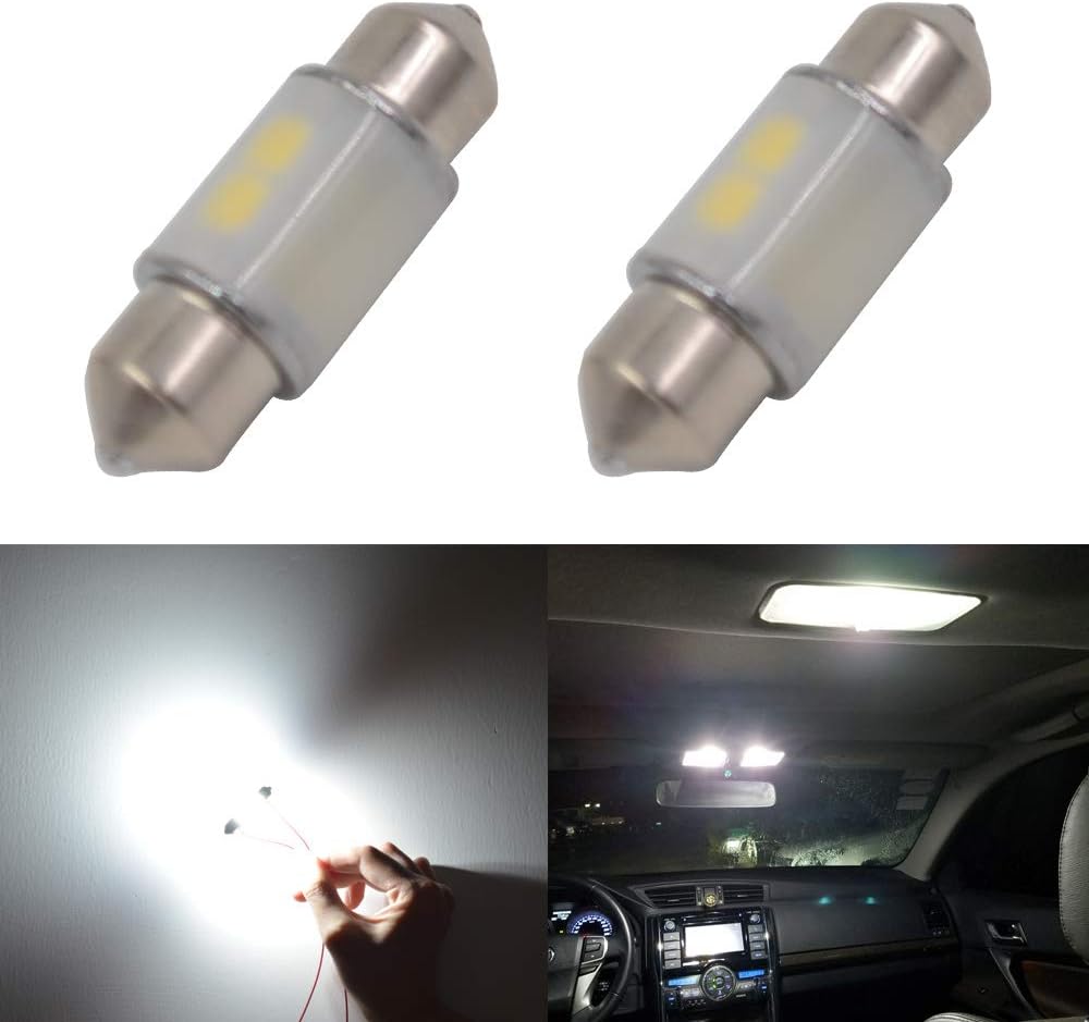 31mm(1.25") LED Dome Festoon Map light Fit for DE3175 DE3021 DE3022 3175 Canbus Error Free 12V 24V with SAMSUNG-5630 Chipset Xenon White(Pack of 2)
