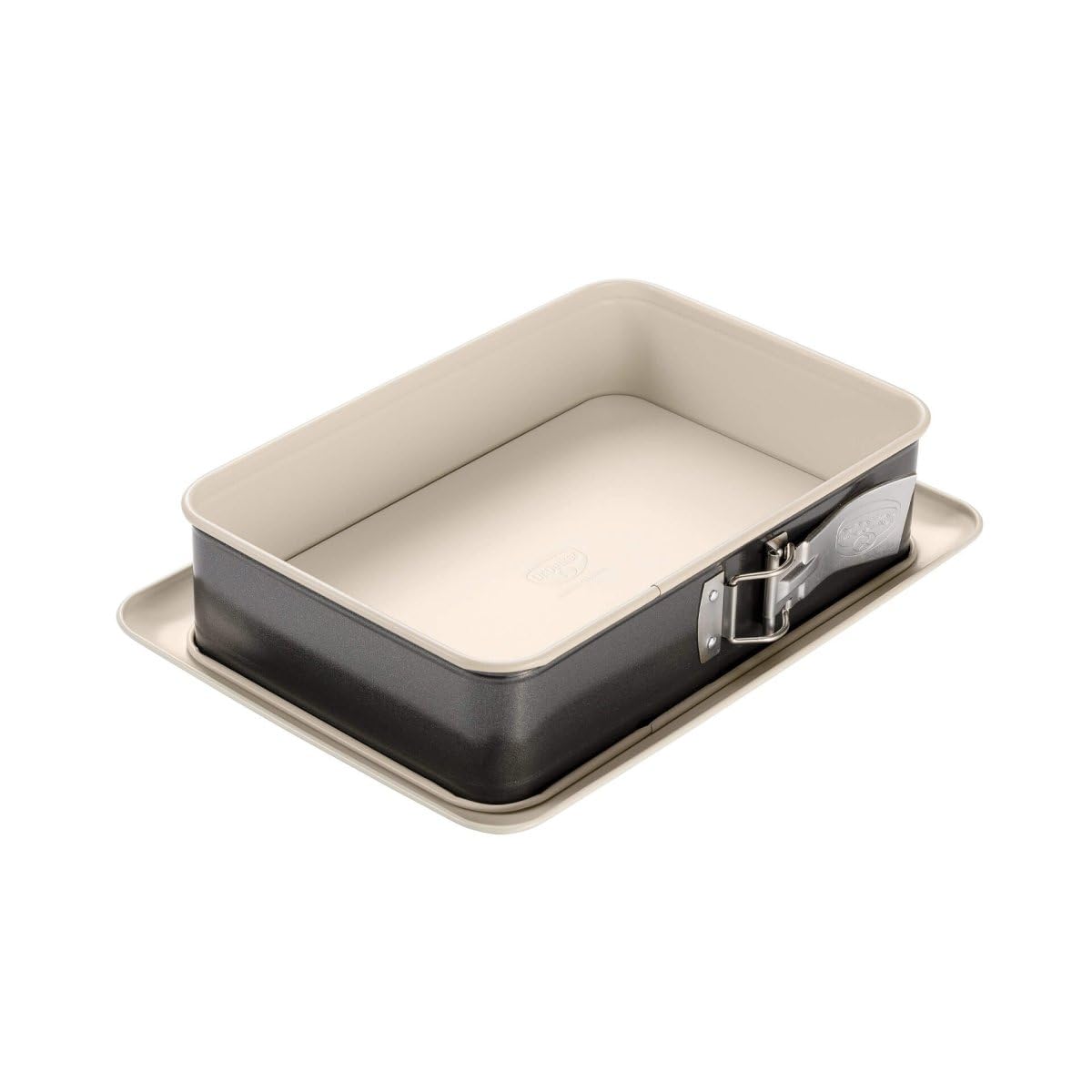 Dr. Oetker 4860 Small Rectangular Springform Cake Tin Baking Trend, 28 x 18 x 7 cm, Steel, Cream/Anthracite, 28 x 18 cm
