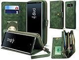 Spaysi, Samsung Galaxy Note 8 Zipper Wallet Case for Women Galaxy Note 8 Detachable Magnetic Wallet Case for Galaxy Note 8 Card Holder Case Leather Folio Flip Holster Carrying Case for Note 8 (Green)