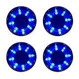 4 Pieces LED Stainless Steel Cup Drink Holder with Drain & LED Marine Boat Rv Camper (Blue)
