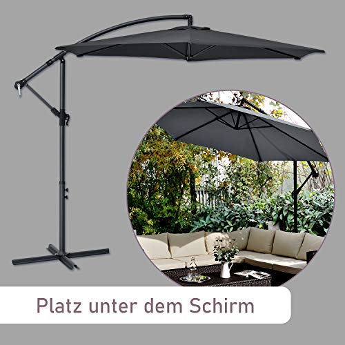 Juskys Ampelschirm Brazil 300 cm Kurbel Ständer — UV-Schutz wasserabweisend knickbar — Sonnenschirm Marktschirm… – Bild 3