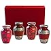 Trupoint Memorials Small Urns for Human Ashes Keepsake, Decorative Mini Cremation Urn for Adult Men & Women, Set of 4, Red with Silver Lining