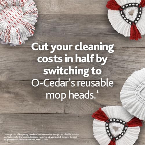 O-Cedar EasyWring Microfiber Spin Mop, Bucket Floor Cleaning System, Red, Gray, Standard