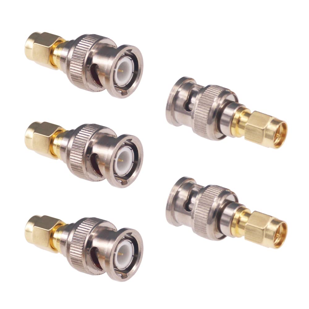 RFaha 5pcs SMA Male to BNC Male RF Coax Adapter SMA to BNC Coaxial Connector Adapter(F23-5)