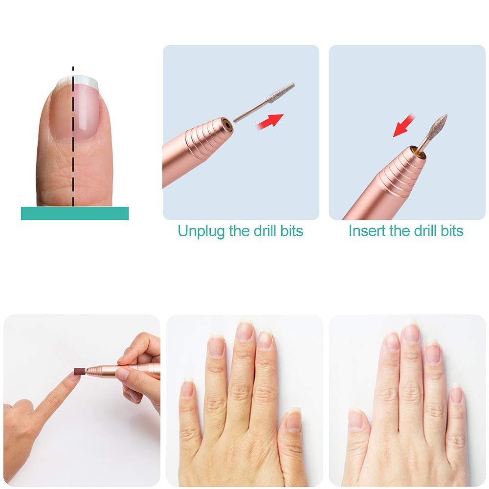 20000 RPM Nail Drill,Compact E file Electric Manicure Pedicure Polishing Acrylic Nail Drill for Home Use or Beauty Salon, Gold: Beauty