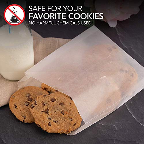 Paper Sandwich Bags Bulk Wax Paper (200 Pack) 7" x 6" x 1" Wet Wax Paper Bags Food Grade