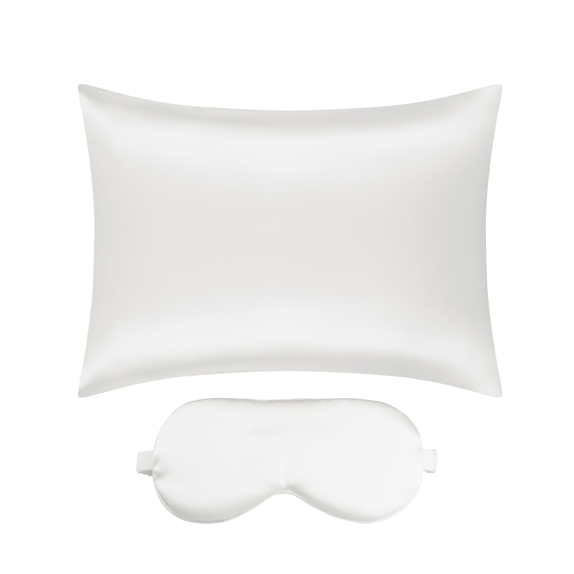 uxcell Satin Pillowcase for Hair and Skin with Hidden Zipper, Breathable Pillow Case with Sleep Mask, Set of 2 White Queen (51x76cm)