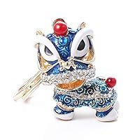 HKJCstore Lovely Chinese Lion Key Chain Dance Pendant for The Christmas and Carnival Lionhead Pendant Keychain Lion King / Bag Small Accessories (Blue)