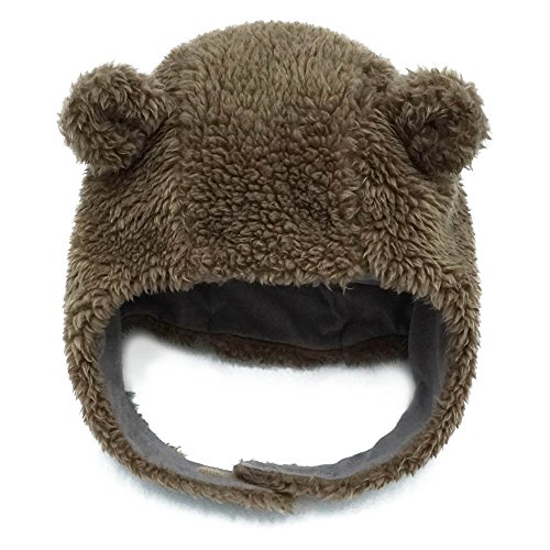 Keepersheep Ear Bomber Hats with Hook and Loop Chin Strap (6-12 Months, Coffee)