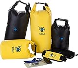 Bago Dry Bags - SEE-THROUGH Window Waterproof. Plus Phone Dry Bag, Adjustable Shoulder Strap. Fits in your Backpack Duffle Sack. Lightweight & Heavy Duty (10L 5L B/Y)