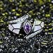 Jiangyue Lady Rings White Fire Opal Purple Cubic Zirconia Black Plated Flower Leaf Bypass Party Jewelry Size 5-10