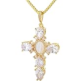 LINHTEVIE Crystal Zircon Cross Necklace For Women Choker Charm Virgin Mary Pendant Box Chain Female Jewelry Collier Femme - Gold