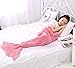 SENYANG Mermaid Tail Blanket, Mermaid Blanket for Kids Hand Crochet Snuggle Kids Mermaid Blanket for Girls, Sweet Girls Gifts for Girls Toys (Kid Thick Pink)