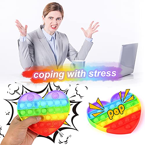 Cute Burgeen Pack Push Bubble Fidget Toys Set Squeeze Sensory Pop Toy Sets Packs, Rainbow Colors Fidget Toys Pack Stress Relief and Anti-Anxiety Tools for Kids Adults Family Game