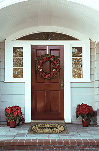 YK Decor Outdoor Welcome Mats for Front Door Entrance Non Slip Rubber Door Mat Heavy Duty Doormat Shoes Scraper Indoor Low-Profile Mats for Entry Garage Patio High Traffic Areas (Color-a)