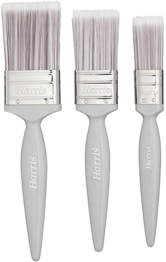 Harris Essentials Walls & Ceilings Paint Brushes, 3 Brush Pack, 1", 1.5", 2", Grey, Pack of 3