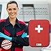 First Aid Kit - 100 Piece, Red Semi Hard Case for Emergency at Home, Outdoors, Car, Camping, Workplace, Hiking & Survival.