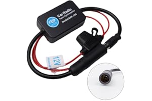 ZYNCUE 12V Car AM/FM Radio Antenna Signal Booster Amplifier, Compatible with All AM/FM Stations, Black