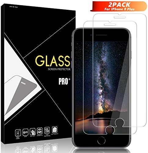 Loisa iPhone 8 Plus / 7 Plus Screen Protector [2 Pack], Full Coverage HD Tempered Glass, 9H Hardness, Anti-Scratch Screen Protector for Apple iPhone 8 Plus 7 Plus 6s Plus 6 Plus