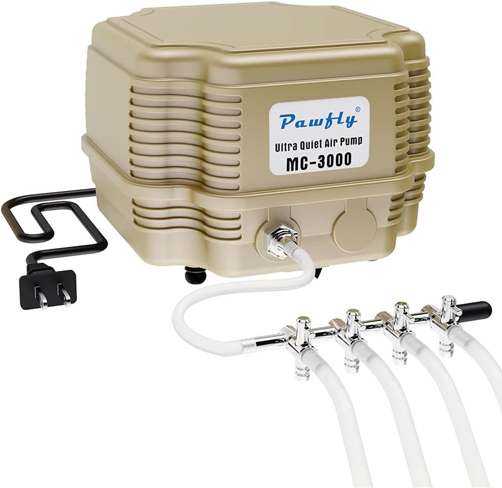 Pawfly 7 W 254 GPH Commercial Air Pump 4 Outlets Manifold Quiet Oxygen Aerator Pump for Aquarium Pond : Pet Supplies