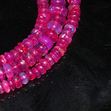 Jewel Beads Natural Beautiful Jewellery Natural Ethiopian Welo Fire Opal Pink Rondelle Smooth Beads Size: 2 MM to 5 MM Necklace Length :- 17" Necklace #334Code:- JJBB-9048
