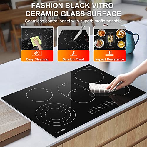 Electric Cooktop 30 Inch, AMZCHEF Builtin Electric Stove Top, 240V