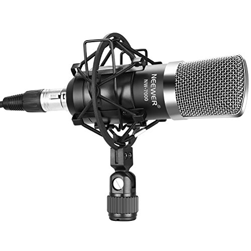 Neewer NW-7000 Professional Studio Broadcasting Recording Condenser Microphone Set Including: Condenser Microphone, Microphone Shock Mount, Anti-wind Foam Cap, 1 x 3.5mm XLR Cable (Black)