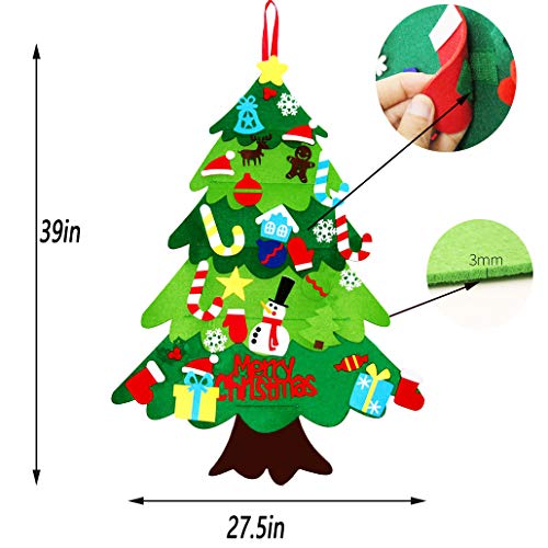 FITARTS Kids Felt Christmas Tree for Toddlers with Ornaments Wall Door Hanging Decorations DIY