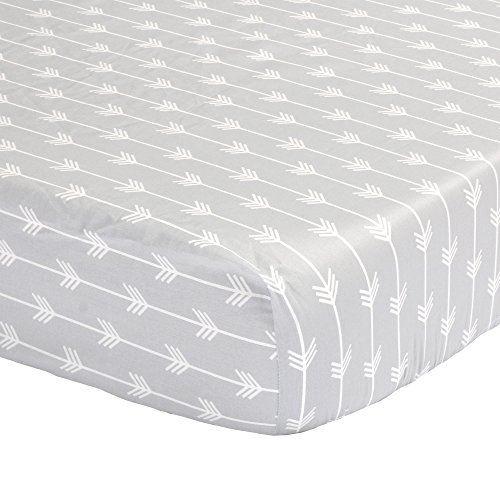 Grey Arrow Print Fitted Crib Sheet 100% Cotton Geometric Tribal Theme  Baby Nursery and Toddler Bedding