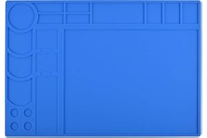 TECKTOO Blue Soldering Mat, Silicone Work Mat, Heat Resistant up to 932°F Protect Work Pad Board Table From Burning - Ideal for Phone, Watch Repairing, Soldering Station Electronics Heat Gun (13"X 9")