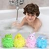 4 Pieces Bath Sponge for Children,Bath Shower Sponge Loofahs,Children's Cute Animal Mesh Bath Shower Sponge,Suitable for…