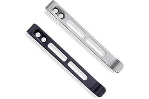 CIVIVI 2PCS Deep Carry Pocket Clip for Knives,Recessed Screw Hole Design, NO Screws Included CA-06E (Black+Plain)