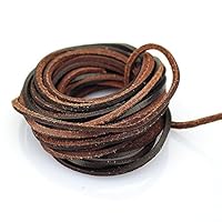 LolliBeads (TM) 3mm Flat Genuine Leather Strip Cord Braiding String Dark Brown Espresso (5 Yards)