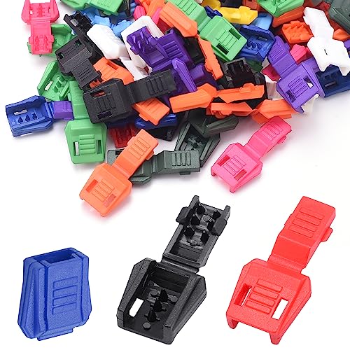 100 Pack Zipper Pull Cord Ends Shoe Lace End Tips, Elastic Shoelace Cord Lock Clips Shoe String Caps for Boot Sneakers Fastener No Tie Laces Lock Lanyard Clip Assorted