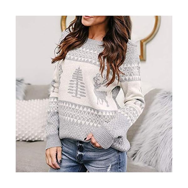 Women Christmas Xmas Pullover Sweater Long Sleeve Knitting Jumpers - Image 4